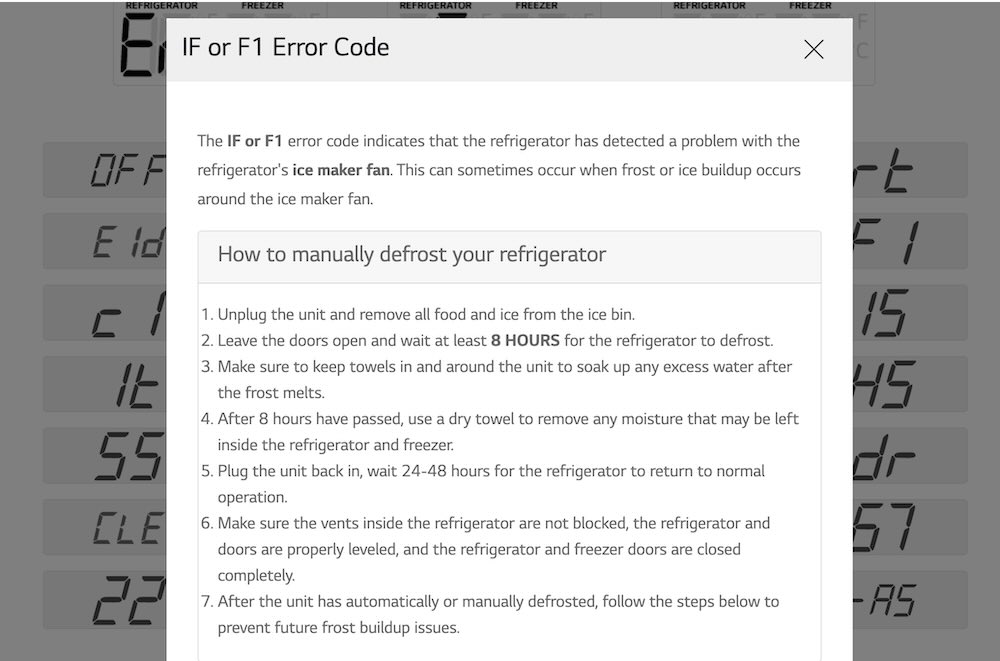 호주 LG냉장고 에러코드 IF F1 해결 방법